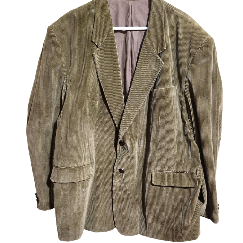 Calvin 100% cotton dark khaki color‎ corduroy two button blazer mens size 48R